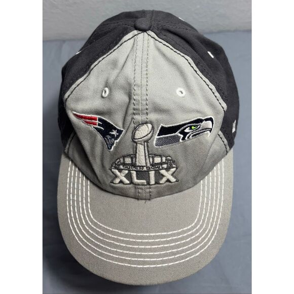 Super Bowl XLIX 2015 Football Hat Adult 47 Brand Adjustable Patriots Seahawks - Picture 2 of 7